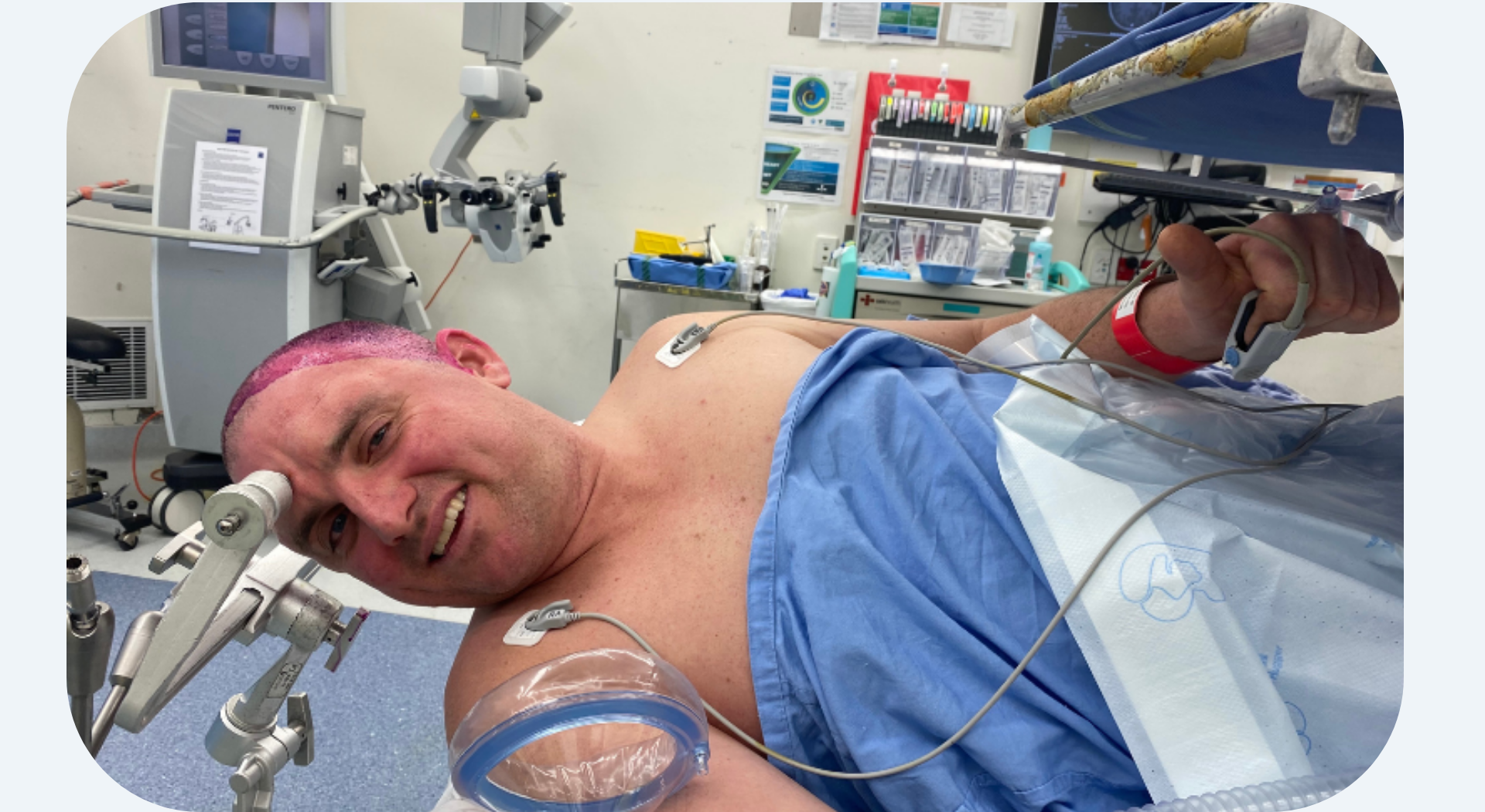 Marcus undergoing his first craniotomy procedure.